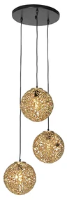 Lampada a sospensione Art Déco oro rotonda 3 luci - Maro