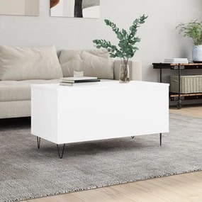 Tavolino Da Salotto Bianco 90x44,5x45 Cm İn Legno Multistrato /