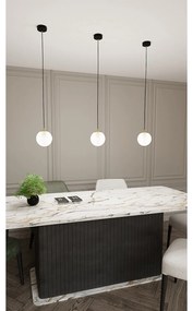 Sospensione Contemporanea Nuada 1 Luce In Acciaio Nero/Oro Sfera Vetro Bianco