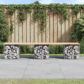Panca giardino design gabbione 203x44x42 cm legno massello pino