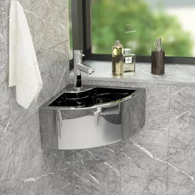 Lavandino Con Troppopieno 45x32x12,5 Cm İn Ceramica Argento /