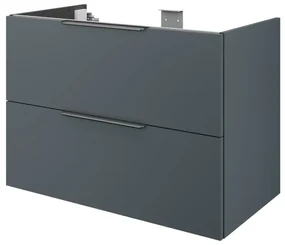 Mobile da bagno sotto lavabo SENSEA Neo grigio / argento laccato lucido L 90 x H 64 x P 48 cm 2 cassetti, lavabo non incluso
