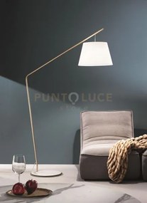 Piantana velvet oro con paralume bianco 1 luce attacco e27