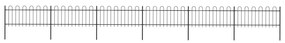 Recinzione Giardino Con Punta Tonda Acciaio 10,2x0,8m Nera /