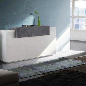 Mobile credenza Coro L 160 x H 85.5 P 45 cm bianco lucido e grigio