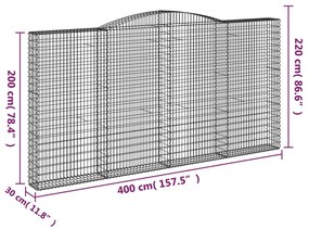 Cesti Gabbioni ad Arco 3 pz 400x30x200/220 cm Ferro Zincato