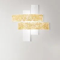 Plafoniera Contemporanea Lara Metallo Cromo E Vetro Foglia Oro 4 Luci E27 91Cm