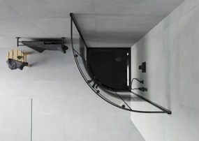Mexen Rio cabina doccia semicircolare 80 x 80 cm, fasce nere, nero + piatto doccia Flat, nero - 863-080-080-70-20-4170B