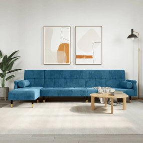 Divano Letto A L Blu 271x140x70 Cm İn Velluto /