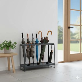 Portaombrelli Design Moderno Rettangolare Capienza 17 Ombrelli in Acciaio Antracite...