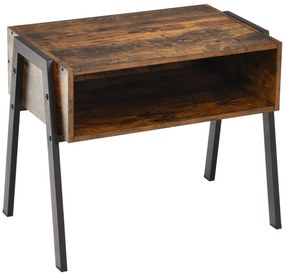Costway Tavolino comodino impilabile di legno con struttura di metallo, Mobiletto in stile industriale per piccoli spazi