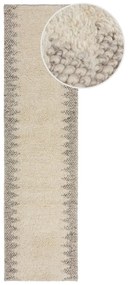 Passatoia in misto lana intrecciata a mano color crema 60x230 cm Minerals Border - Flair Rugs