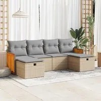 Set Divano da Giardino 6 pz con Cuscini Beige in Polyrattan 3326056