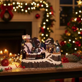 Villaggio Natale con trenino musicale illuminato 9 LED