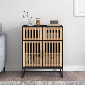 Credenza nera 60x30x75 cm in legno multistrato