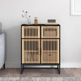 Credenza nera 60x30x75 cm in legno multistrato