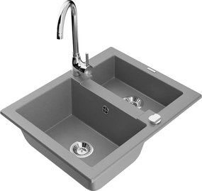 Mexen Carlos lavello in granito 1,5 vasca con miscelatore Telma, grigio - 6518-71-670200-00