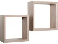 Set 2 Mensole Cubo da Parete Quadrato in Fibra di Legno Ginevra Rovere Sagerau