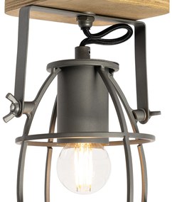 Faretto industriale grigio scuro con legno regolabile - Arthur
