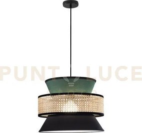 Lampadario a sospensione gazebo verde nero rattan naturale 1 luce a...