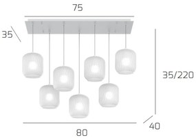 Sospensione Contemporanea Tender Metallo Bianco Vetro Bianco Fog 7 Luci E27