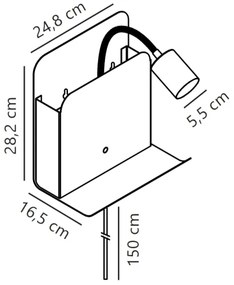 Nordlux - Lampada da parete ROOMI con mensola e USB 1xGU10/8W/230V nero