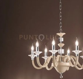Lampadario gala 6 luci attacco e14 tortora e cromo d.72cm