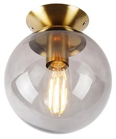 Lampadario Art Déco ottone con vetro fumé - Pallon