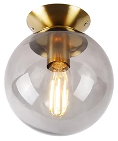 Lampadario Art Déco ottone con vetro fumé - Pallon