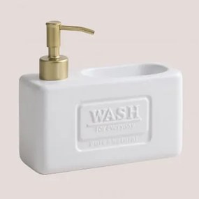 Dispenser Di Sapone Da Cucina In Ceramica Yaddiel Gold Bianco - Sklum