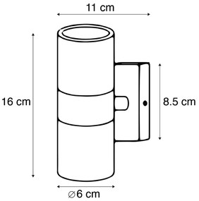 Set di 2 lampade da parete da esterno nere IP44 - Duo