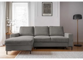 Divano letto in velluto a coste grigio (angolo sinistro) Lofty Lilly - Miuform