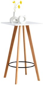 Tavolo Bar Quadrato İn Legno Di Faggio Con Design Scandinavo / Weiß / Natura (eckig)