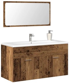 Mobile Da Bagno Con Specchio İn Legno Antico Legno Multistrato /