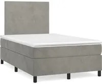 Letto a Molle Materasso e LED Grigio Chiaro 120x190 cm Velluto 3270299