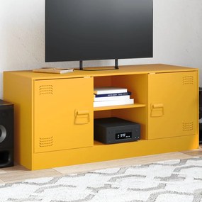 Mobile porta tv giallo senape 99x39x44 cm in acciaio