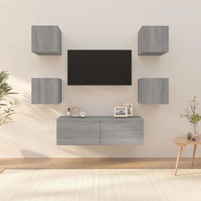Set Di Mobili Tv A Parete Grigio Sonoma İn Legno Multistrato /