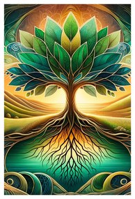 Quadro su tela – Albero della vita mistico al lago