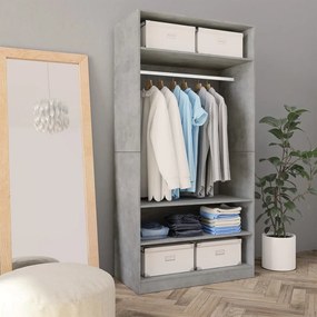 Armadio Grigio Cemento 100x50x200 Cm İn Legno Multistrato /