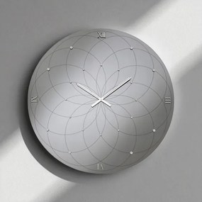 Orologio KYLE rotondo D60 cm in cristallo Fumč e numeri Argento