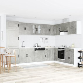 Armadio da cucina  &quot;&quot;kalmar&quot;&quot; con doppi lavabi grigio cemento legno ingegnerizzato