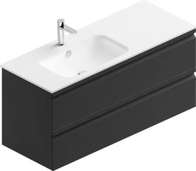 Mobile bagno sospeso con lavabo L 120 x H 56 x P 46 cm grigio grafite opaco in mdf 2 cassetti per vasca a sinistra Pull