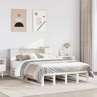 Letto Libreria senza Materasso Bianco 140x200 cm Legno Massello 3323876