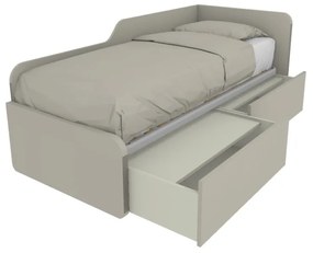 1064C - Letto singolo 80x190 con spalliera sagomata e cassettoni indipendenti