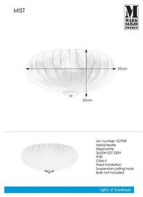 Apparecchio da soffitto bianco Plafond 3L Mist - Markslöjd