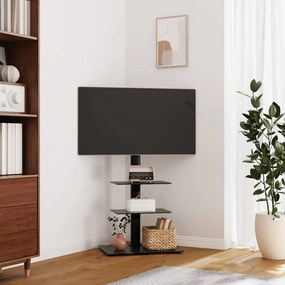 Supporto Tv Angolare A 3 Ripiani Per 32-65 Pollici Nero /