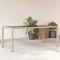 Tavolo da Giardino Piano in Vetro Beige 190x90x75 cm Polyrattancod mxl 114074