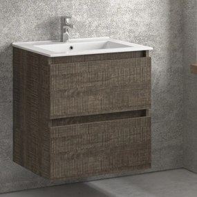Mobile bagno sospeso 60 cm con lavabo integrato e 2 cassetti TOD-60L - KAMALU