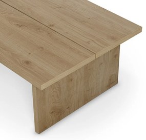 Tavolino da salotto di colore naturale con piano effetto rovere 70x120 cm Loana – Marckeric