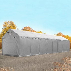 TOOLPORT 4x20 m tenda capannone, altezza 2,6m, PVC 800, telaio perimetrale, grigio, con statica (sottofondo in terra) - (517630)